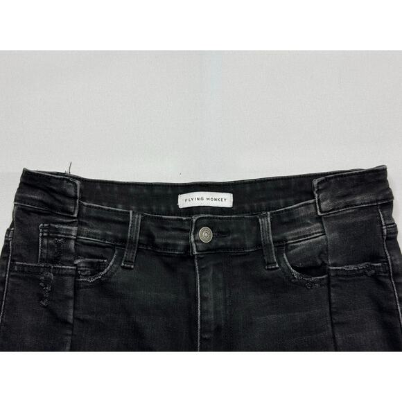 Flying Monkey Women's Notched Waist Straight Leg Black Jeans - Size 30 (32x32) - Picture 2 of 6